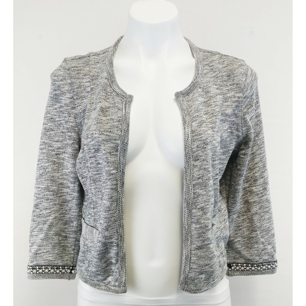 Express Women‎ Cardigan, Size Small, gray, beads, rhinestone, cotton
